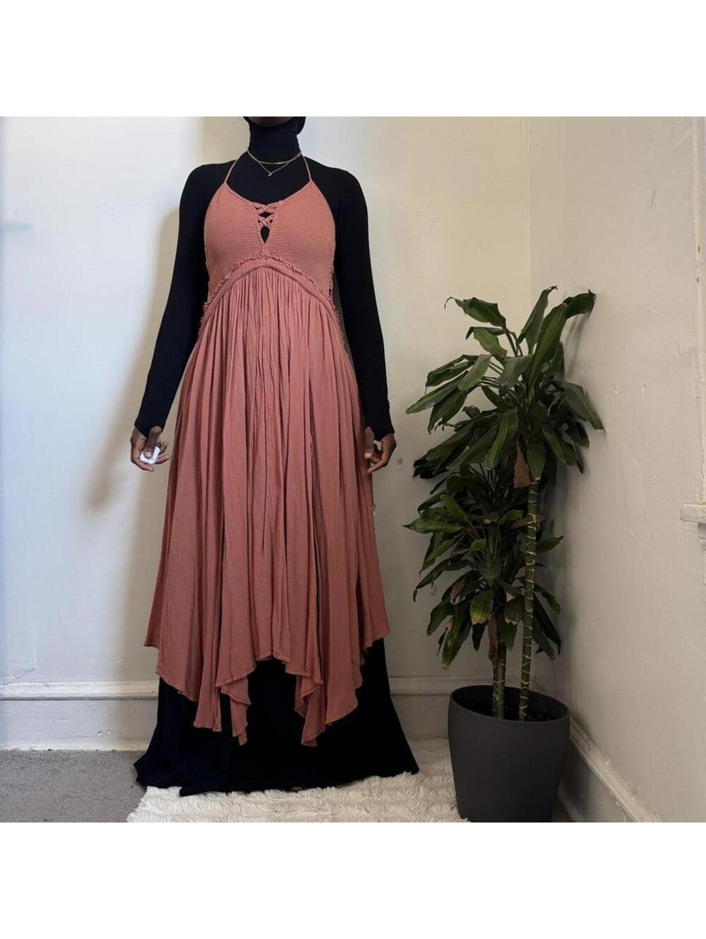 Free People Extratropical Gauze boho whimsygoth Maxi Dress - L